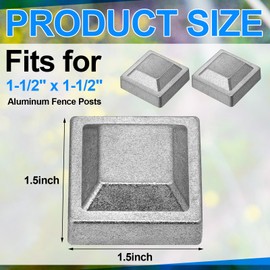 Shimeyao 20 Pack 1 1/2" x 1 1/2" Square Silver Post Cap for Aluminum Fence Posts Caps Fence Topper Pressure Fit Cover for Mailbox Metal Wood Plastic Vinyl Iron Deck Railing