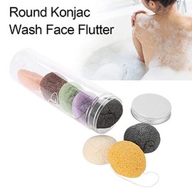 Konjac Wash Face Flutter Set, 8pcs Round Type 100% Pure Body Sponges Massage Tools for Deep Pore Cleansing Exfoliating Facial Sponge for Daily Cleansi
