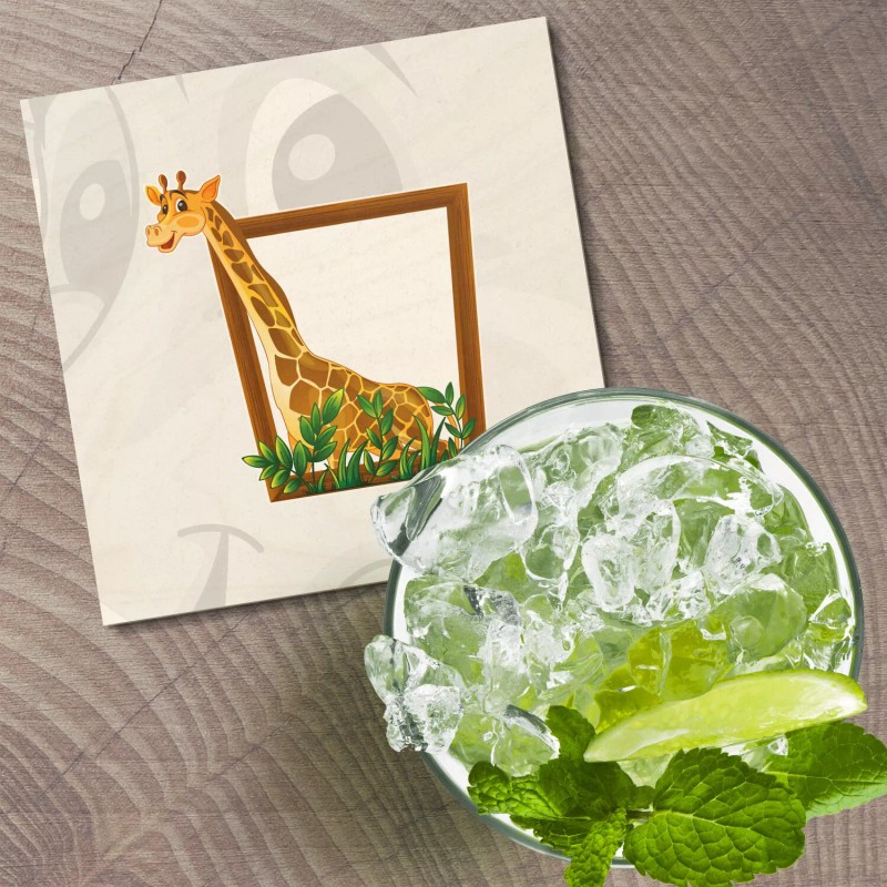 Unbranded Giraffe In Wooden Frame Animal 4'' X 4'' Square