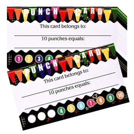 200 Pcs Punch Cards for Classroom, Loyalty Punch Cards for Small Business, Teacher Must Haves Educational Supplies (Multicolored Pen)
