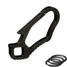 Llavero con mosquetón de titanio con 3 llaveros resistentes, llavero para abrebotellas, llavero de coche para hombres y mujeres