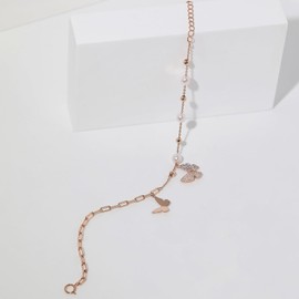 Schmetterling Charme-Armbänder für Mädchen Handgemachtes Roségold-plattiertes Armband Verstellbares Charme-Gliederarmband Weihnachts-Schmuckgeschenke für Ehefrau Damen Sie, Roségold