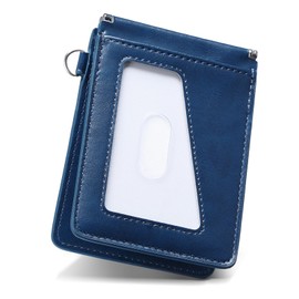 MORFFEYIA Men's Pass Case, Double-sided, Commuter Pass Holder, Bifold Butterfly IC Card Case, Large Capacity, Thin, Storage, License, Commuting to Work or School (Blue), blue