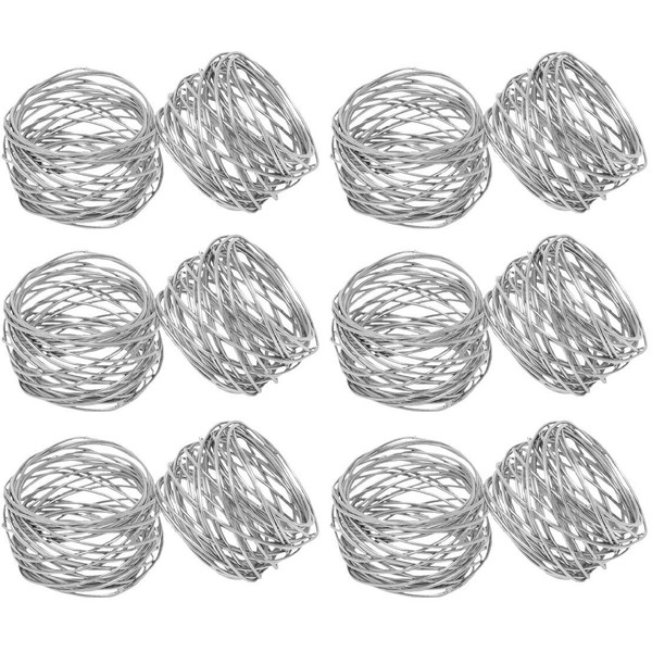 Kaizen Casa Handmade Silver Round Mesh Napkin Rings Holder for
