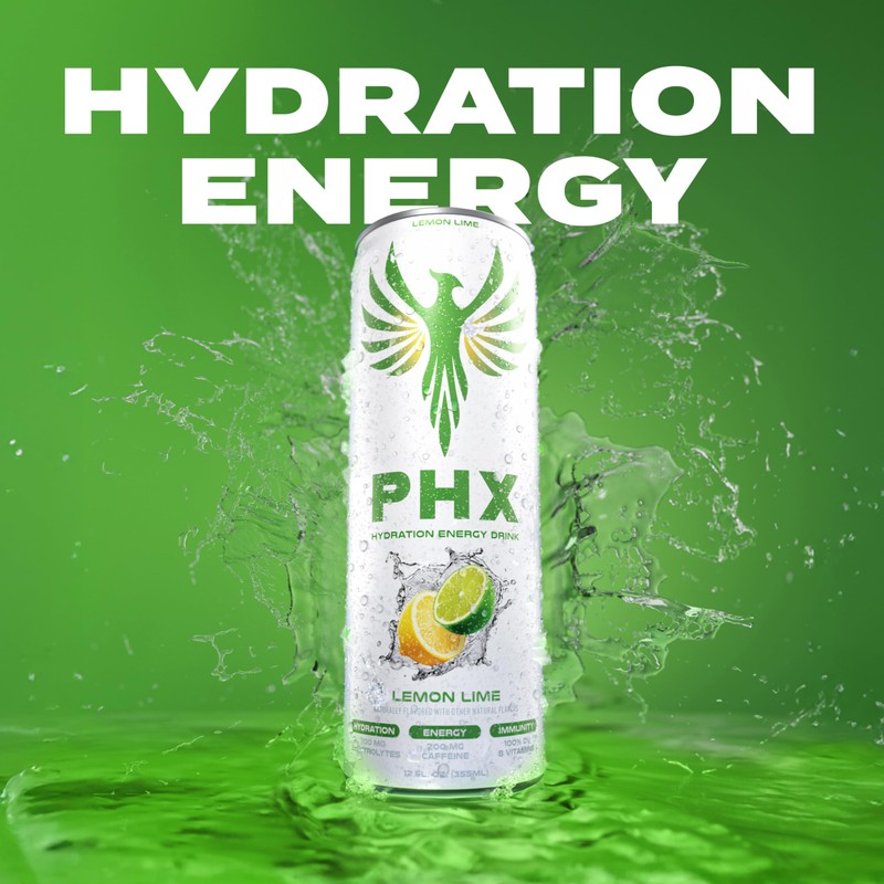 PHX Hydration Energy Drink - 700mg Electrolytes, 200mg Natural Green