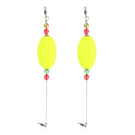 PATIKIL Fishing Floats Rigs 10 Inch, 2 Pack Oval Fishing Bobbers Popping Corks Float Weighted Bobbers Fishing Tackle with Copper Beads for Saltwater Freshwater Fishing Tackle, Yellow