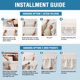 H.VERSAILTEX Door Curtains for Door Window, Faux Linen French Door Curtains for Privacy, Tie Up Shades Front Door Curtains for Glass Window Covering, Heather Ivory, 26’’ x 68’’, 1 Panel