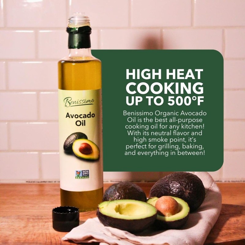 100% Pure Avocado Oil in Glass Bottle, Allergen-Free and Non-GMO,