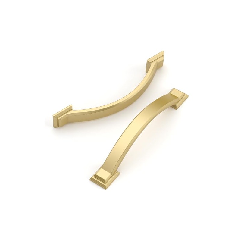 Amerdeco 10 Pack Brushed Gold Cabinet Pulls 4 Inch(102mm) Hole
