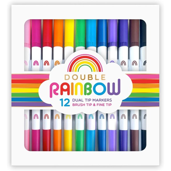 SNIFTY Double Rainbow Dual Tip Markers - Set of 12,Art