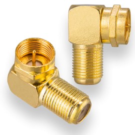 HB-DIGITAL 1 x SAT Angle Adapter for Satellite Systems Gold-Plated F-Angle Adapter F-Connector (SAT Male) to F-Female Connector Right Angle Corner Connector 90° Degree