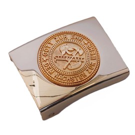 GravurManufakturBerlin Fire brigade God in honour of the next to the weir coupling lock for 4.5 cm wide belt rescue extinguishing mountains protect, Silver-Golden