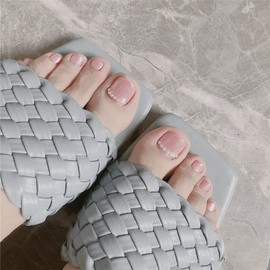 24 Pcs Light Purple Toenail Nail Tips 3D Decoration Glitter Nails