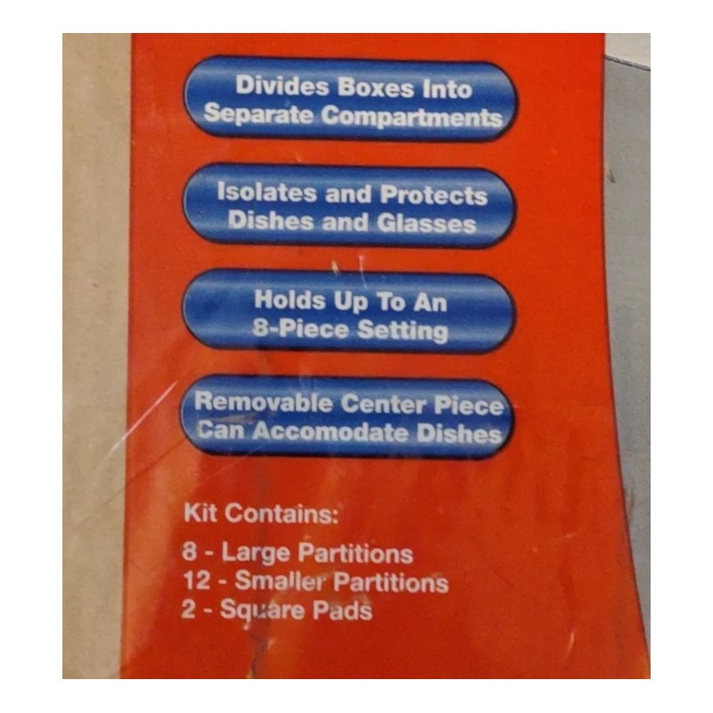 Packrite Dish/Glass Partition Packing Kit Corrugated Dividers Kitchen Moving NEW
