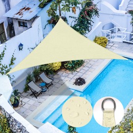 RICHIE Upgrade 16'x16'x16' Sun Shade Sail Triangle Canopy, Water Resistant & UV Block Sunshade for Outdoor Patio Lawn Beach Garden Carport Backyard Deck Pergola, Beige