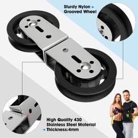 Anobeyi Dual Gym Cable Pulley System, 360° Rotation LAT Pulldown Pulley System for Strength Training Power Cage LAT Pull Down Machine, Home Gym Equipment, Power Rack Pulley Attachment (Black-2 Pack)