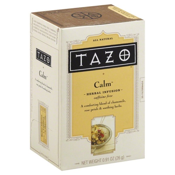 Tazo Calm Herbal Infusion Tea, Caffeine Free, 20-count Tea Bags (Pack of 6)