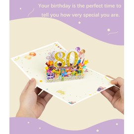 Magic Ants 80th Birthday Card - 3D Pop-Up Happy 80 Year Old Birthday Card for Women, Men, Mom, Dad, Friends, and Family - Envelope Included