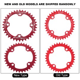 Bicycle Chainring, Mountain Bike 32 Teeth -38 Teeth BCD 104 Aluminium Alloy Single Crank Chainring for 104 mm Screw Pattern Mountain Bike (36 Teeth Red)