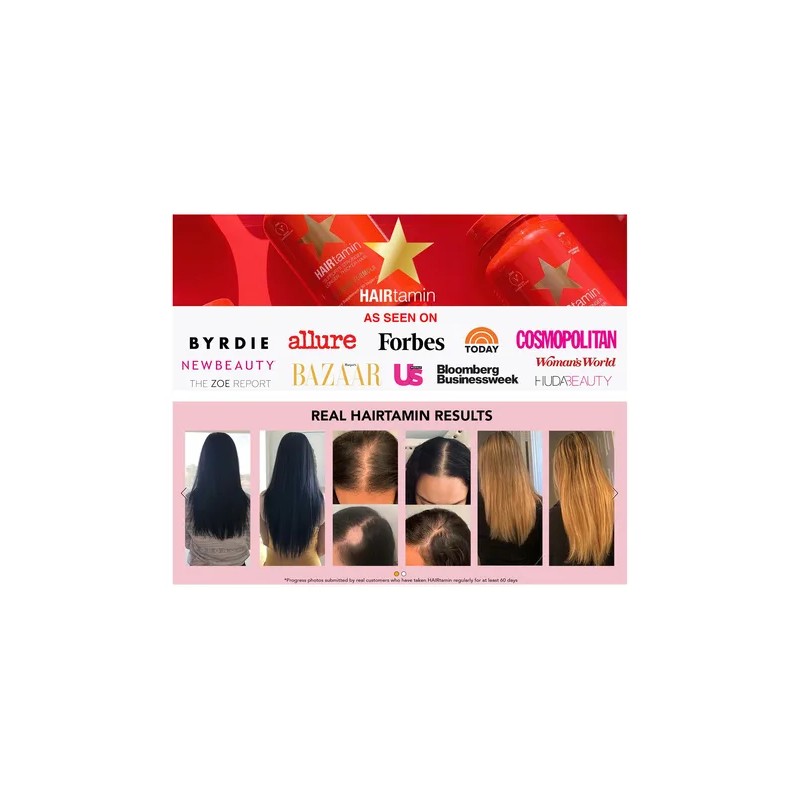 Soporte Cabello Hairtamin Advanced Formula 30 Caps Hecho Usa Sin