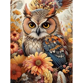 Owl Diamond Art Kits for Adults, DIY Full Drill Animal Diamond Painting Kit for Beginners, 5D Embroidery Craft Kits with Resin Gems, Home Decor Gift - 12x16 Inch
