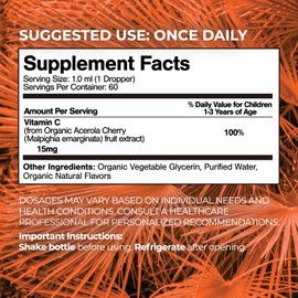 Tropical Oasis USDA Organic Toddler Vitamin C Drops | Organic Vitamin C Liquid Drops for Toddlers & Babies Ages 1-3 Years | Supports Healthy Immune System | Vegan | Non-GMO | Gluten Free | 60 Servings