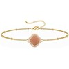 18K Gold Plated Lucky Clover Red Sunstone Crystal Adjustable Bracelet