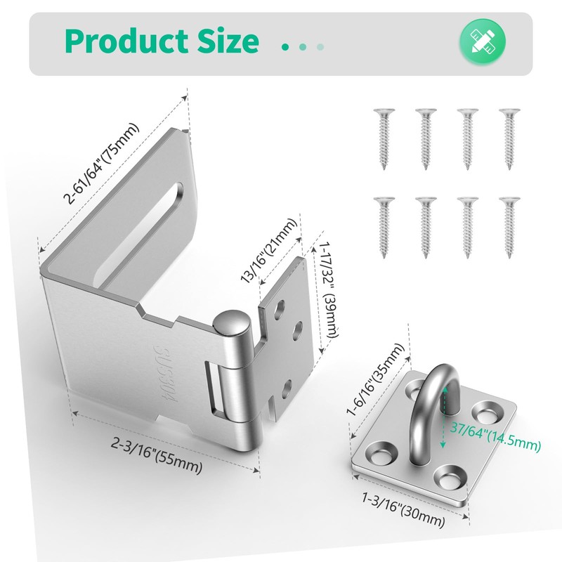 YogePote 90 Degree Hasp Latch, Heavy Duty 304 Stainless Steel