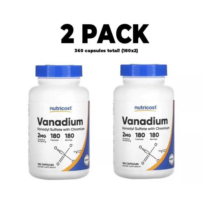 Nutricost, Vanadium with Chromium, 2 PACK, 2 mg , 180