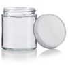 Clear Thick Glass Straight Sided Empty Jar Containers with White
