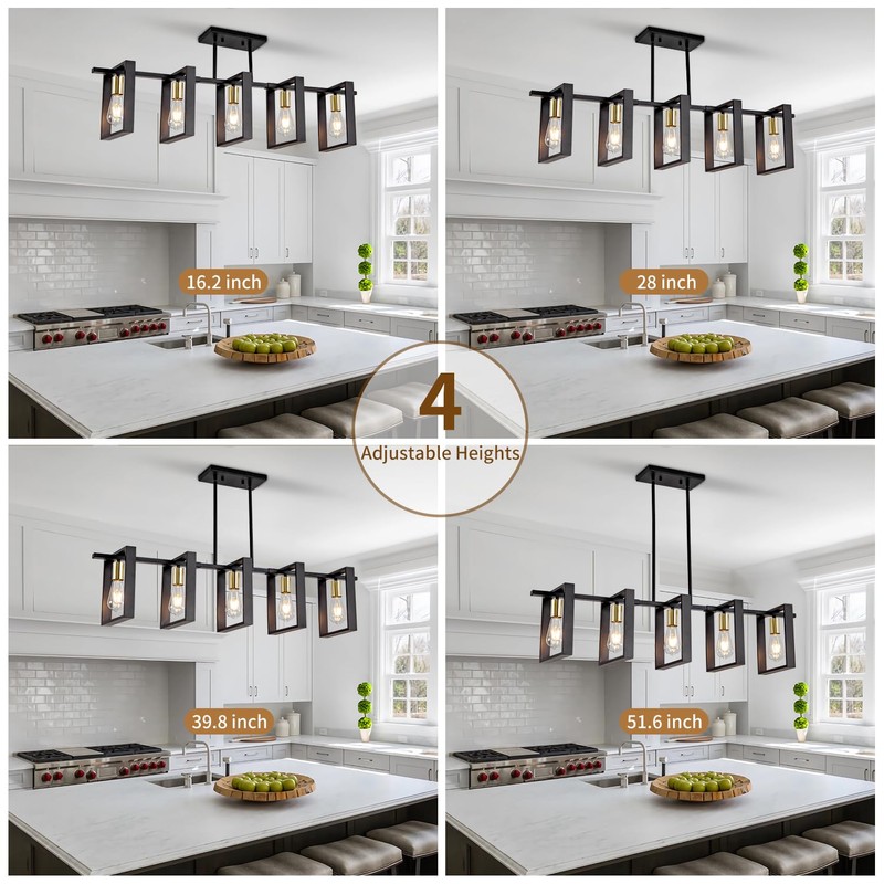 Poroulux Farmhouse Kitchen Island Lighting Black Dining Room Lights Ceiling