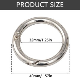 6Pcs High Strength Zinc Alloy Gate O Ring Rust-Proof Round Carabiner Clip Key Keychain Craft Spring Gate O Ring for Curtain Keychains(Silver)