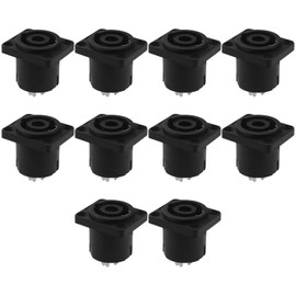 Create idea 10 x 4-Pin Speakon Jack Socket Audio Speaker Amplifier 4-Pin Square with Screw Cap Compatible with Neutrik Speakon NL4MP/NL4MPR/NL4FC