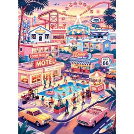 500 Pieces Puzzle for Adults, Santa Monica Scenic Landscape Puzzle for Adults, Vibrant Beautiful Challenging Hard, with Letters on Back, Great Gift for Travel Enthusiasts Family Game, 20.5 x 15 in