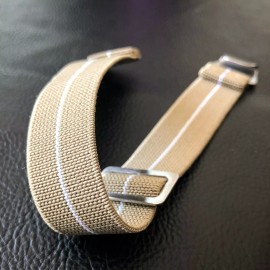 Seals Watch Company New No Pass, Diver Elastic Watch Strap Band Belt in 22mm - Khaki with White