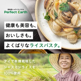 Gluten Free Rice Pasta, Brown Rice, Organic, JAS Certified, Additive-free, Organic, Low Sugar, Rice Flour Pasta, PERFECTEARTH, 7.8 oz (225 g) (6 Pack)