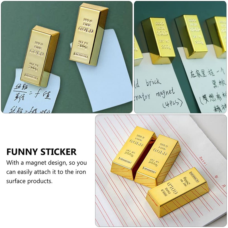 Mini Fridge Magnets Golden Brick Loose Stickers Gold Brick Decorations