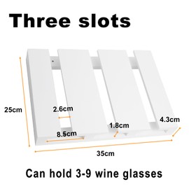 MysRuida Bamboo Wine Glass Rack, Under Cabinet Mounted Wine Glass Rack, Inverted Cup Holder, Stemware Hanging Holder, Wine Cup Organizer Storage Drying Hanging Rack, White