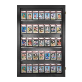 PENNZONI Sports Card Display Case, Holds 30 PSA Graded Sports Cards - Golden Oak