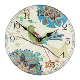 Art Beauty Silent Wall Clocks Non Ticking Decorative Clock for Bedroom Living Room Kitchen Wood Cabin Farmhouse Round Wall Decor 30cm
