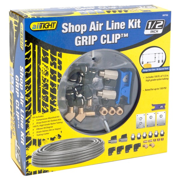 Performance Tool 60750 100' x 1/2 Grip Clip Shop Air Line Starter Kit