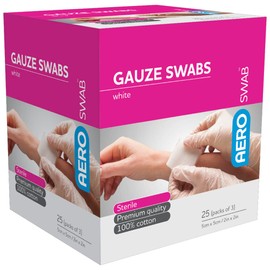 Aero Healthcare Aeroswab 8Ply 25 Pieces Gauze Swab Box of 3 5 x 5cm, 75 count