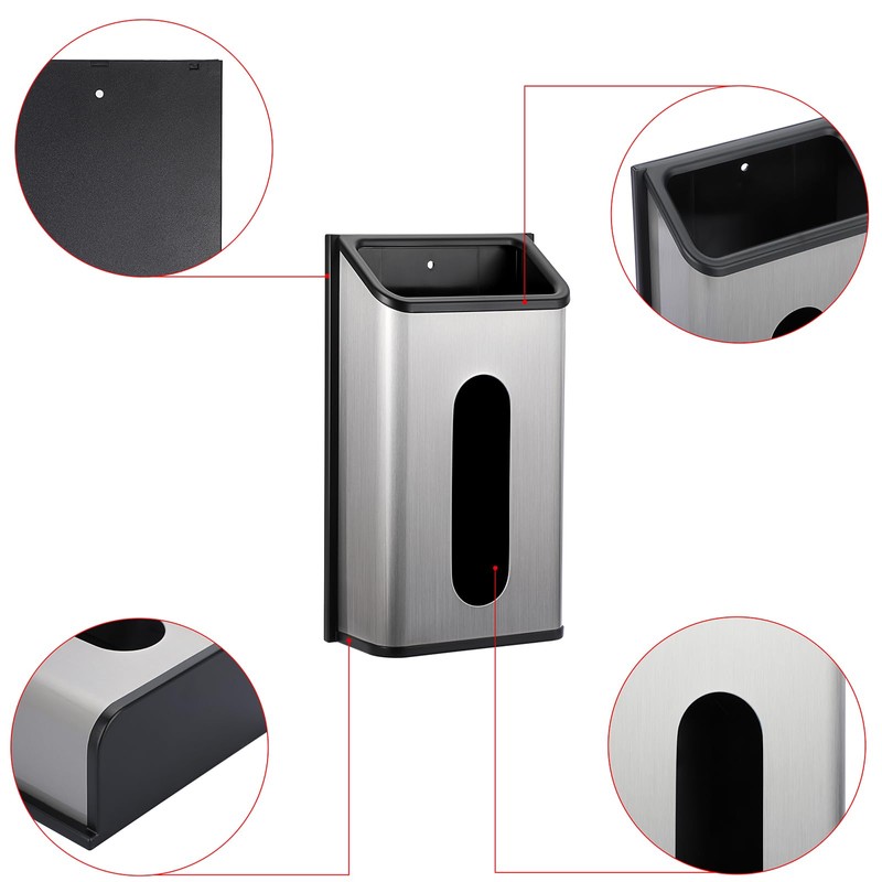 TOLIDA Stainless Steel Bag Saver Grocery Bag Dispenser - Wall
