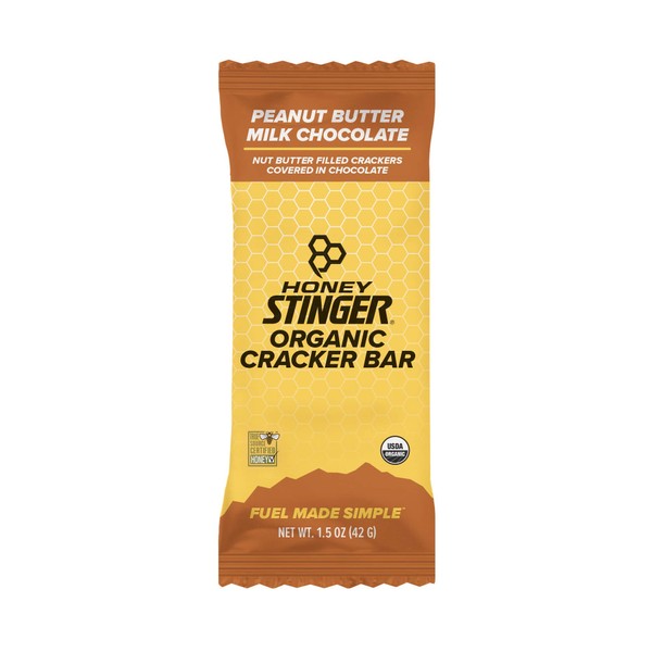 Honey Stinger Organic Cracker N' Nut Butter Snack Bars, Peanut Butter Milk Chocolate, 1.5 Ounce (12 Count)
