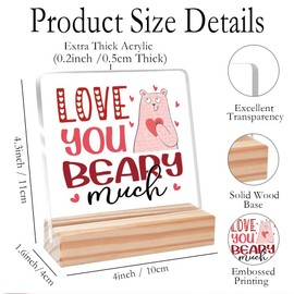 Funny Valentines Day Gifts for Her Him,Valentines Gifts Love Gift for Husband Wife Women Man Friends Coworkers,Love You Beary Much Acrylic Plaque Decorative Sign