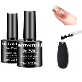 Senvenski Matte Gel Top Coat, Powder Resist Matte Top Coat for Chrome Powder Painting UV LED Art Manicure Kit for Women, Professional Salon Home Use(TB010)