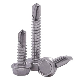 #8 x 1-1/2" (100 pcs) Hex Washer Head Self Drilling Screws, 410 Stainless Steel Metal Sheet Tek Screws, Self Tapping Point, No Pre-drilled Hole Needs