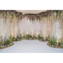 YongFoto 3x2m Wedding Photo Backdrop Wedding Ceremony Stage Flowers Curtains Decoration Backdrops for Photography Photo Shoots Personal Portrait Photo Background Video Studio Photography Props 10ft
