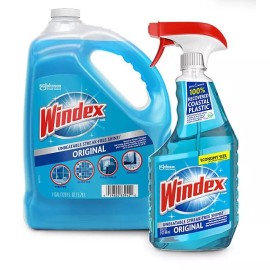 Windex Original Glass Cleaner 1 spray bottle + 128 fl. oz. Refill