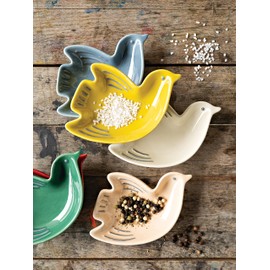 Now Designs Bird Shaped Ceramic Pinch Bowl Set, Soy Sauce Dish, Set of 6